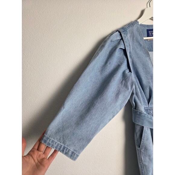 Scotch & Soda Denim Dress Belted XS Blue Mini Pockets NWT - Picture 5 of 12